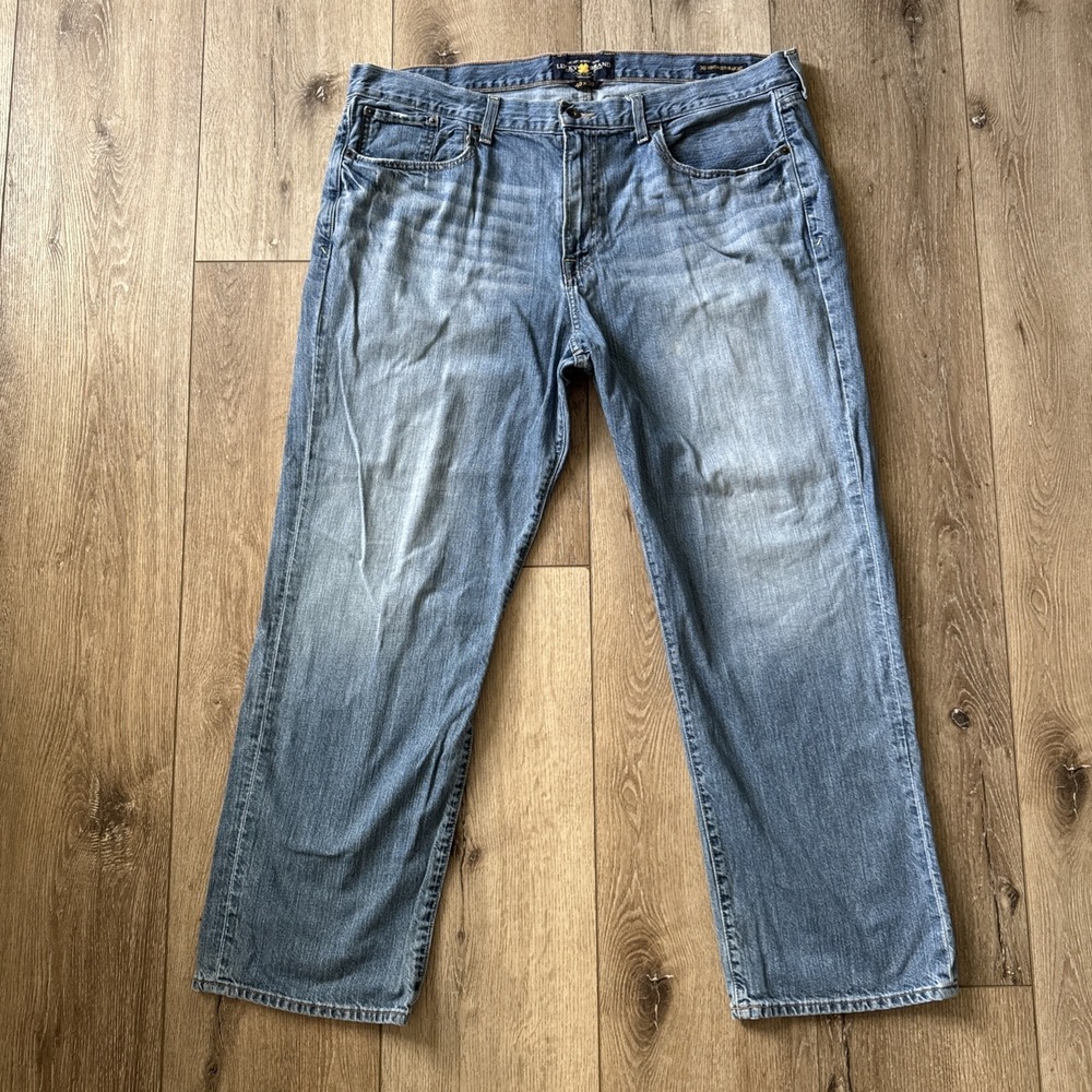 Lucky Brand Men Jeans 40x30 361 Vintage Straight Blue Whiskers 100% Cotton‎ #795